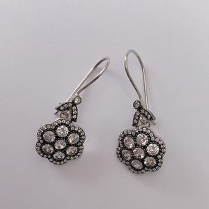 925 Silver earrings round cz stones halo french wire earrings